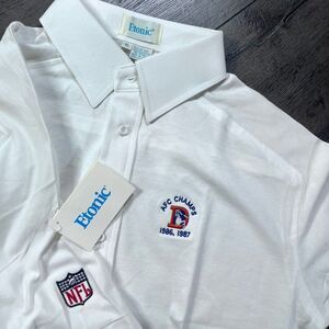 Vintage Denver Broncos Polo Shirt XL White Etonic Embroidered AFC Champs 1986 87